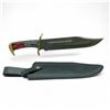 Image 1 : Fixed 10" Damascus Blade Bowie Knife with Leather Sheath