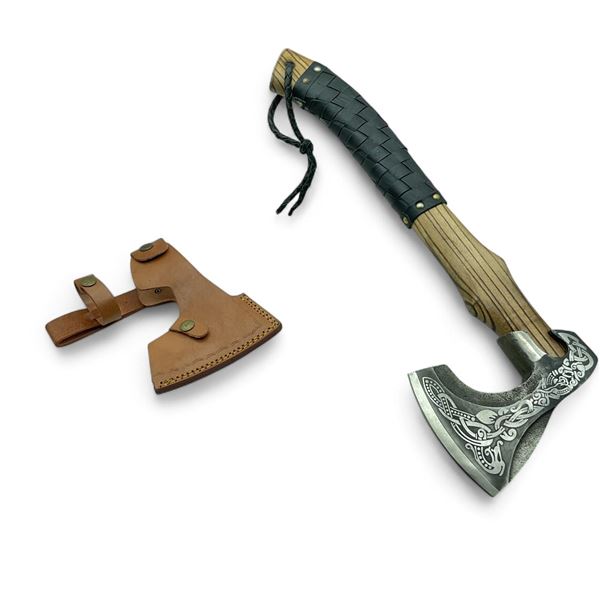 Viking Axe 4-1/2" Blade, 18" Total Length with Sheath, New