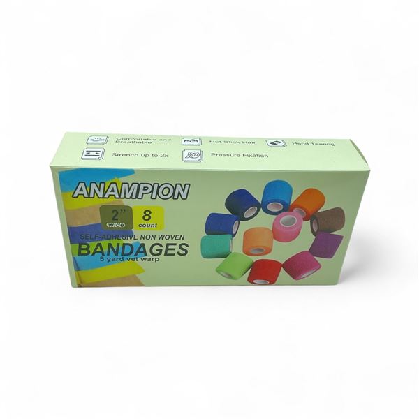 Anampion 2" Wide Self-Adhesive Bandages, 8 Pack