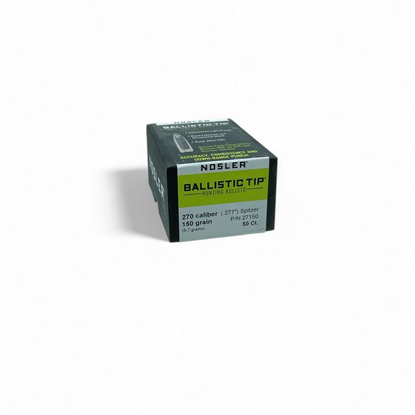 Nosler Ballistic Tip Hunting 270 Cal .277" 150 Grain Spitzer Projectiles, 50 Qty