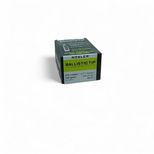 Nosler Ballistic Tip Hunting 270 Cal .277" 150 Grain Spitzer Projectiles, 50 Qty