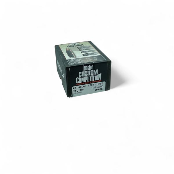 Nosler Custom Competition 22 Cal .224" 69 Grain HPBT Projectiles, 250 Qty