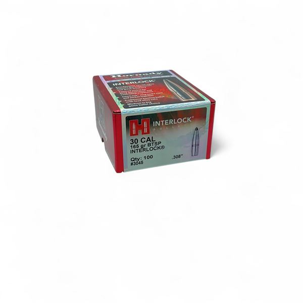 Hornady Interlock 30 Cal .308" 165 Grain BTSP Projectiles, 100 Qty