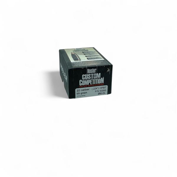 Nosler Custom Competition 22 Cal .224" 69 Grain HPBT Projectiles, 250 Qty