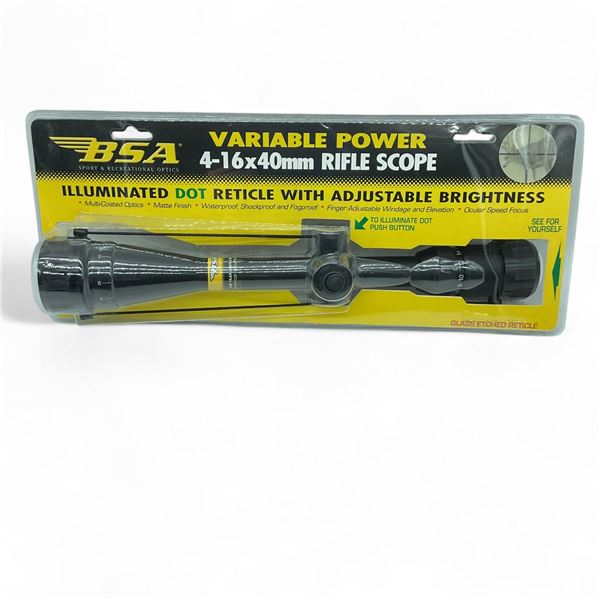 BSA Variable Power 4-16x40mm Riflescope, Illuminated Dot Reticle with Adjustable Brightness