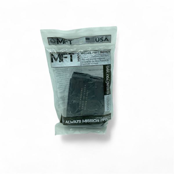 MFT Omni/ XCR/LAR-15 Pistol 5.56x45mm, 223 Rem, 300 AAC, 10 Round Polymer Pistol Magazine, New