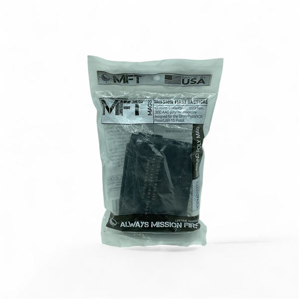 MFT Omni/ XCR/LAR-15 Pistol 5.56x45mm, 223 Rem, 300 AAC, 10 Round Polymer Pistol Magazine, New