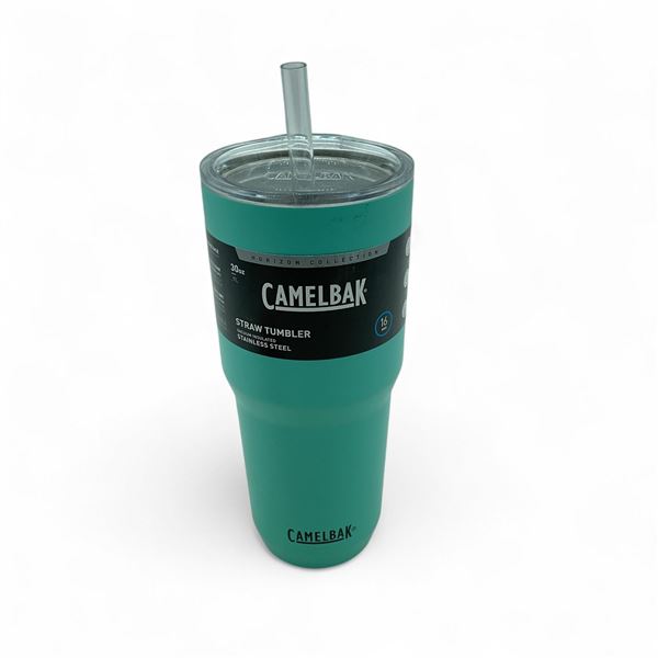 CamelBak 30 oz Straw Tumbler, Vacuum Insulated Stainless Steel, Coastal Blue