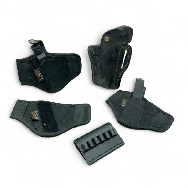 Assorted Pistol Holsters and Ammo Holder