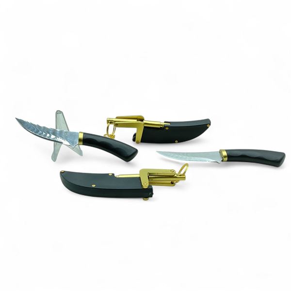 Fixed 3-1/2" Blade Keychain Boning Knife with Locking Sheath Mechanism X 2 Qty