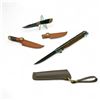 Image 1 : Folding 3-1/2" Pattern Blade Knife with sheath and Fixed 3" Blade Boning Knife and Sheath X 2 Qty