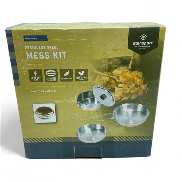 Stansport Stainless Steel Mess Kit, 1 Person Set, New