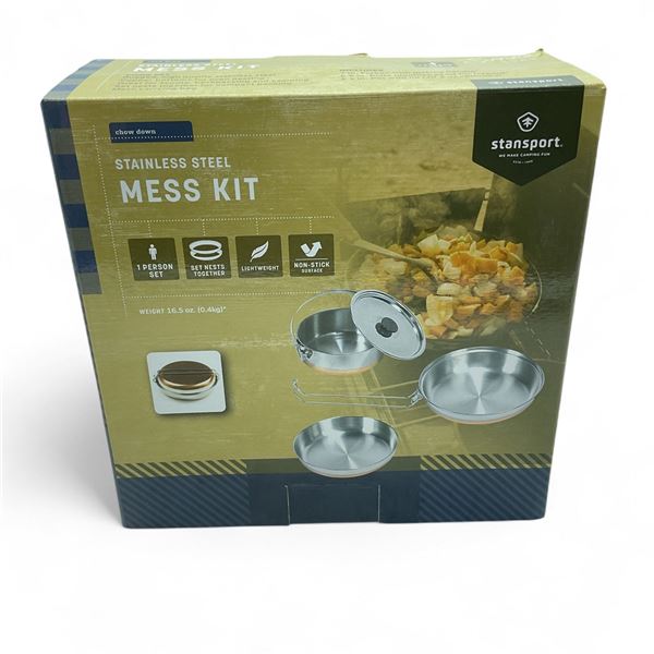 Stansport Stainless Steel Mess Kit, 1 Person Set, New
