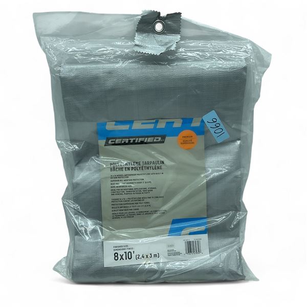 Cert Polyethylene Tarp, 8' X 10', New