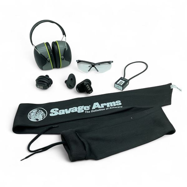3M Peltor Sport Ear Muffs, Combo Locks X 3, Ballistic Glasses, Savage Gun Sock
