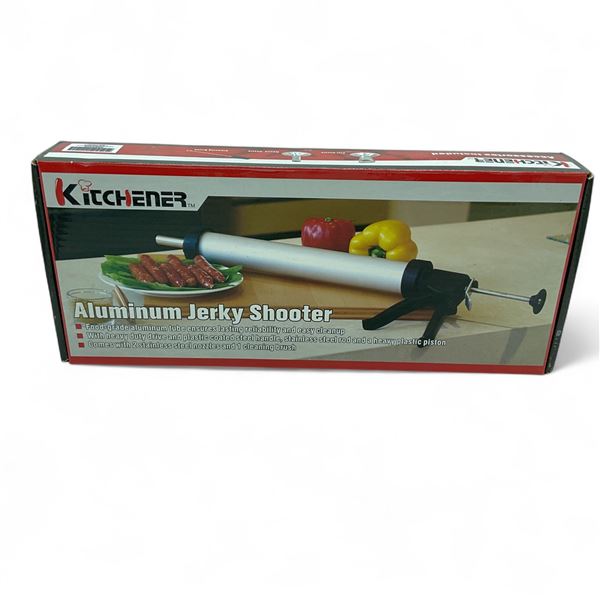 Kitchener Aluminum Jerky Shooter with 2 Nozzles and Cleaning Brush