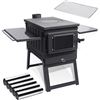 Image 1 : Portable Cargo Pro Camp Tent Stove with Stainless Steel Grill on Legs, Tempered Glass, Chimney, New