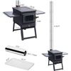 Image 3 : Portable Cargo Pro Camp Tent Stove with Stainless Steel Grill on Legs, Tempered Glass, Chimney, New