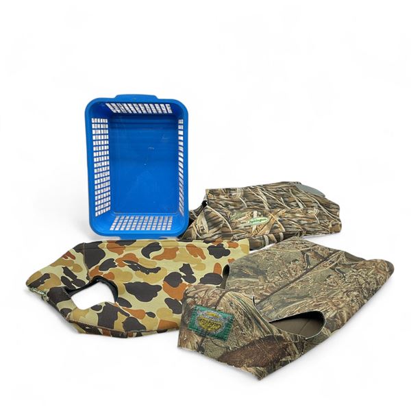 Assorted Camo Neoprene Dog Vests, Size Medium X 3 Qty and Large X 1 Qty