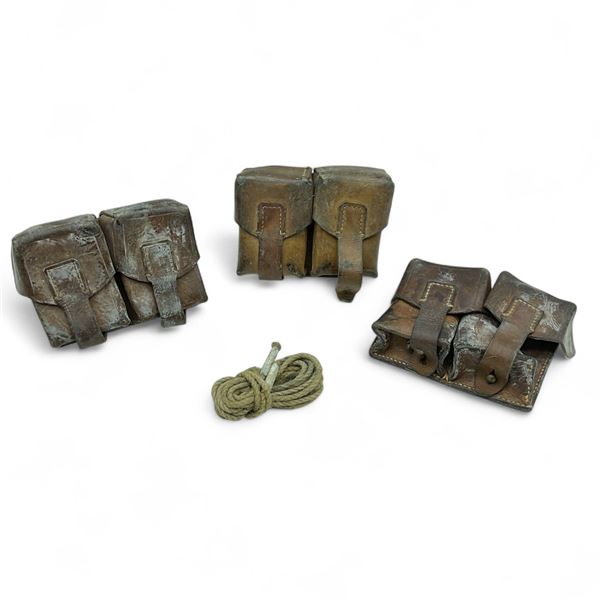Yugoslav 2 Pocket Leather Ammo Pouches for Mauser X 3 Qty