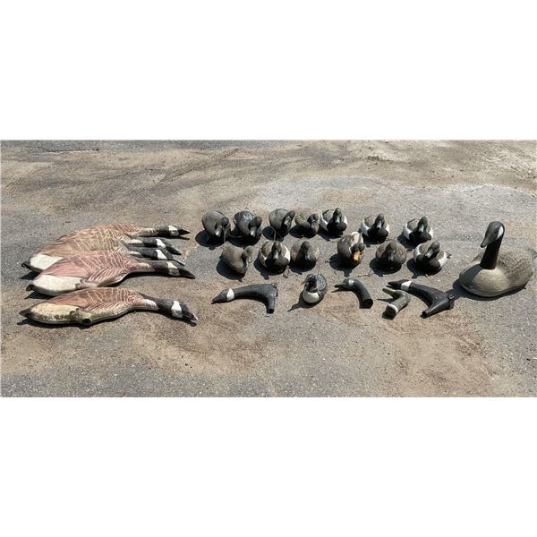 Assorted Duck and Goose Decoys and Parts X 24 Qty
