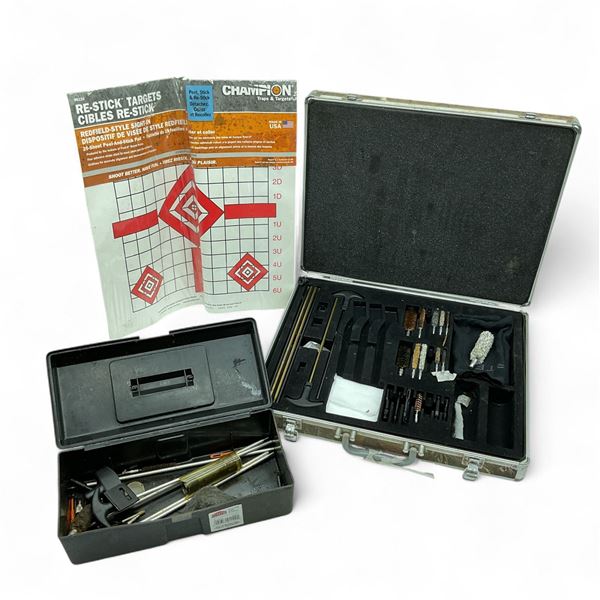 Assorted Firearm Target, Cleaning Tools and Safety Harnesses