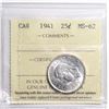 Image 1 : 1941 Canada 25¢ ICCS MS-62