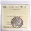 Image 1 : 1950 Canada 25¢ ICCS MS-63