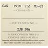 Image 4 : 1950 Canada 25¢ ICCS MS-63