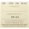 Image 4 : 1950 Canada 25¢ ICCS MS-65