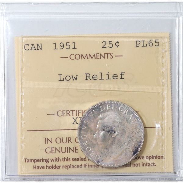 1951 Canada 25¢ ICCS PL-65 Low Relief