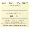 Image 4 : 1967 Canada 50¢ ICCS MS-65