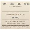 Image 4 : 1937 Canada $1 ICCS MS-62