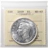 Image 1 : 1939 Canada $1 ICCS MS-63
