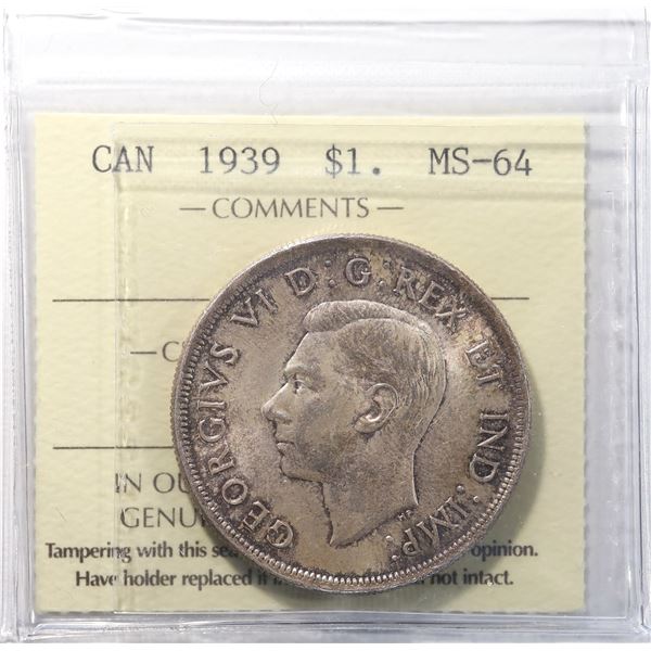 1939 Canada $1 ICCS MS-64
