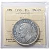 Image 1 : 1950 Canada $1 ICCS MS-63 SWL