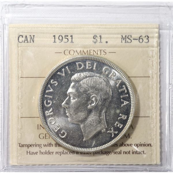 1951 Canada $1 ICCS MS-63