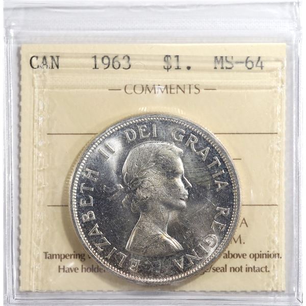 1963 Canada $1 ICCS MS-64