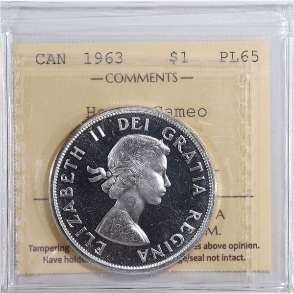 1963 Canada $1 ICCS PL-65 Heavy Cameo