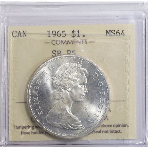 1965 Canada $1 ICCS MS-64 SB P5