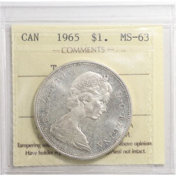 1965 Canada $1 ICCS MS-63 Type V