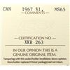 Image 4 : 1967 Canada $1 ICCS MS-65