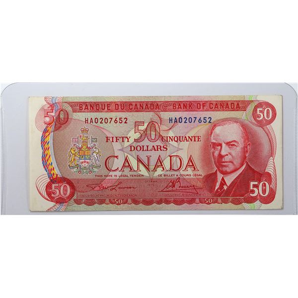 1975 Canada $50 BC-51a; Lawson-Bouey, HA0207652; VF+