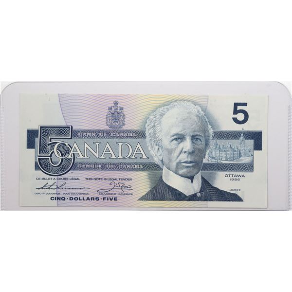 1986 Canada $5 BC-56bA; Thiessen-Crow, Replacement, ENX5429945; UNC