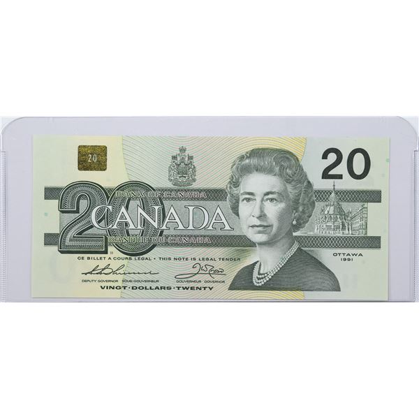 1991 Canada $20 BC-58aA-ii; Thiessen-Crow, Replacement, AIX0783819; AU+
