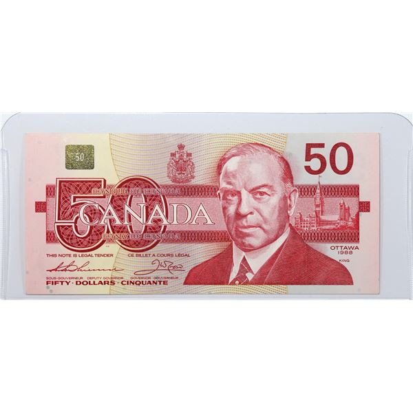 1988 Canada $50 BC-59a; Thiessen-Crow, FHF5349515; EF+