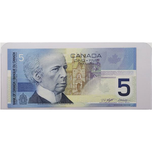 2002 Canada $5 BC-62a-i-N1-iii; Knight-Dodge, Four-Digit Radar, HND7865687; CUNC