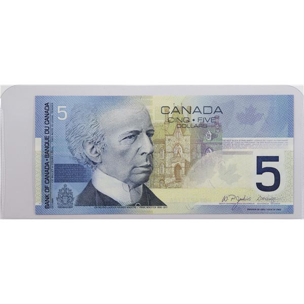 2002 Canada $5 BC-62b-N1-iii; Jenkins-Dodge, Four-Digit Radar, HOF4273724; CUNC