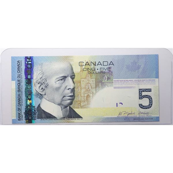 2006 Canada $5 BC-67a-N-iii; Jenkins-Dodge, Four-Digit Radar, AOH6497946; EF