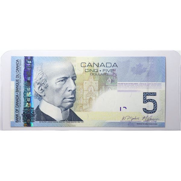 2006 Canada $5 BC-67b-N-iii; Jenkins-Carney, Four-Digit Radar, AAD6108016; CUNC
